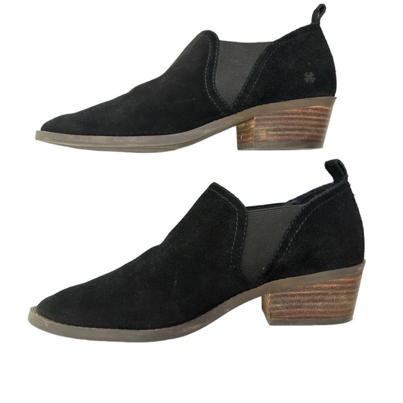 Lucky Brand Fallo Booties Women’s Size 8 M Black Suede Pull On Low Ankle Boot - Picture 4 of 10